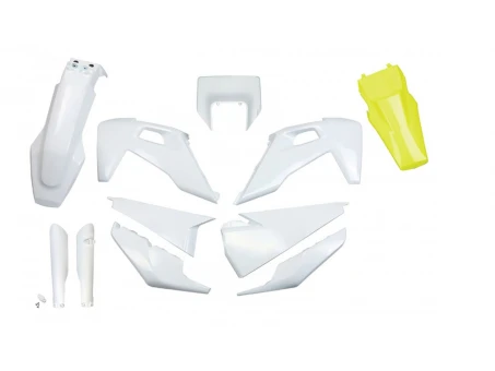 Kit complet plastice UFO (FULL KIT) HUSQVARNA TX / TE 125 / 150 / 250 / 300 20-22, FE 250 / 350 / 450 / 501 20-23 culoare OEM Alb + Galben | HUKIT623F999D