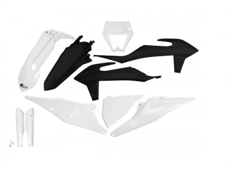 Kit complet plastice UFO (FULL KIT) KTM EXC 125 20-21, EXC 250 / 300 TPI 20-23, EXC-F 250 / 350 / 450 / 500 20-23 culoare OEM Alb Negru | KTKIT527F999S