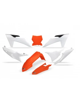 Kit complet plastice UFO KTM SX 125 / 250 / 300 TBI '23-'24, SX-F 250 / 350 / 450 '23-'24 culoare OEM (Portocaliu/Alb)