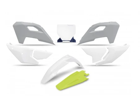 Kit complet plastice UFO HUSQVARNA TC 125 / 250 23-24, FC 250 / 350 / 450 23-24, FX 350 / 450 23-24, TX 300 24, culoare OEM Alb Galben | HUKIT626999