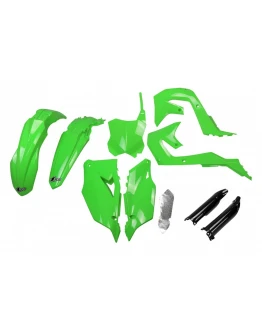 Kit complet plastice UFO (FULL KIT) KAWASAKI KXF 250 '21-24, KXF 450 '19-23 culoare OEM Verde Negru