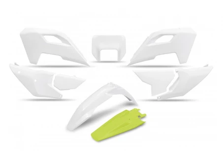 Kit complet plastice UFO HUSQVARNA TE 150 / 250 / 300 24, FE 250 / 350 / 450 / 501 24, culoare OEM Alb Galben | HUKIT627999