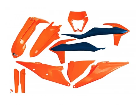 Kit complet plastice UFO (FULL KIT) KTM EXC 125 20-21, EXC 250 / 300 TPI 20-23, EXC-F 250 / 350 / 450 / 500 20-23 culoare OEM Portocaliu | KTKIT527F999C