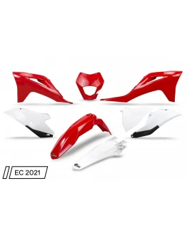 Kit complet plastice UFO GAS GAS EC / EC-F 250 / 300 / 350 '21-'23 Z culoare OEM (Rosu/Alb)