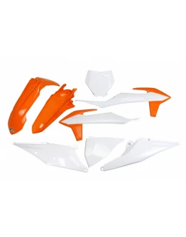 Kit complet plastice UFO KTM SX 125/150/250 '19-'22, SXF (SX-F) 250/350/450 '19-'22 culoare OEM '21 (Alb/Portocaliu)