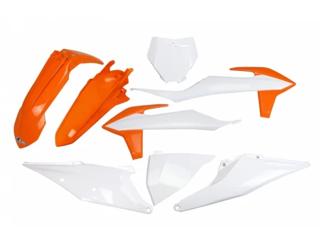 Kit complet plastice UFO KTM SX 125/150/250 19-22, SXF (SX-F) 250/350/450 19-22 culoare OEM 21 (Alb/Portocaliu) | KTKIT522999K