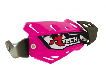 Handguard Racetech (RTech) FLX ATV/Quad Cu 3 Tipuri de Prindere pe Ghidon - Roz fluo