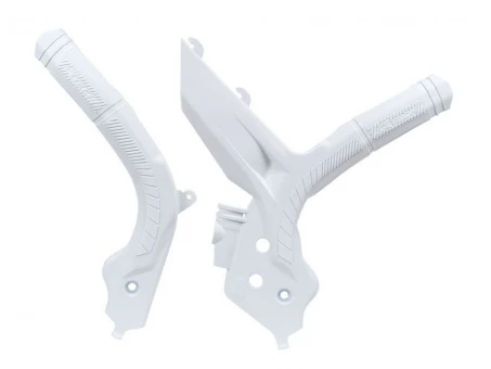 Set Protecții Cadru Racetech (RTech) Bi-Material Super Grip pentru KTM SX/SXF/SXF/EXC/EXCF - Alb
