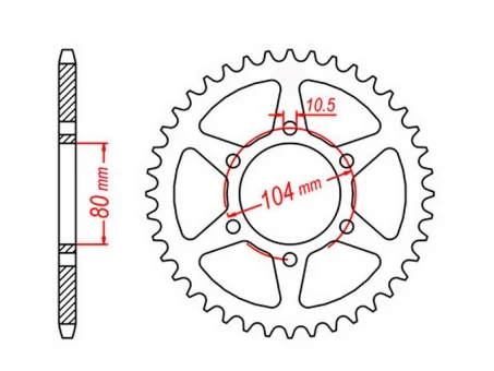 Pinion spate MTX - 478 43 KAWASAKI ZX6R 05-17, Z 750 (47843JT) (pas 520) (SREBRNA) | 11-163-43