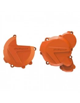 Kit protectii capac ambreiaj/alternator POLISPORT - cu capac pompa apa KTM EXC/XCW TPI 250/300, Husqvarna TE TPI 250/350 `1722 - Portocaliu