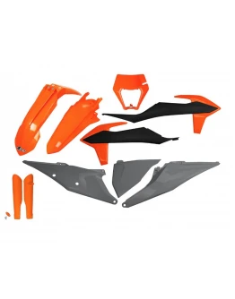 Kit complet plastice UFO (FULL KIT) KTM EXC 125 '20-'21, EXC 250 / 300 TPI '20-'23, EXC-F 250 / 350 / 450 / 500 '20-'23 culoare OEM Portocaliu Gri