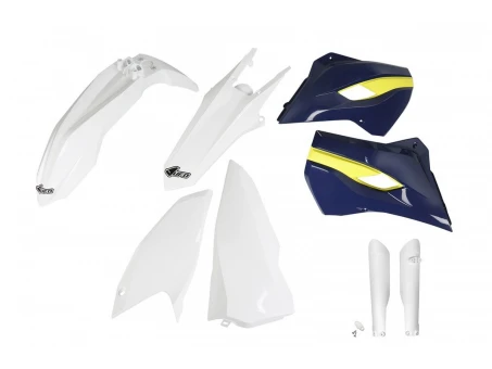 Kit complet plastice UFO (FULL KIT) HUSQVARNA TE/FE 125/250/300/350/450 15-16 culoare OEM 15 (Alb/Galben) (HU615E999) | HUKIT615F999