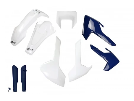 Kit complet plastice UFO (FULL KIT) HUSQVARNA TX/TE/FE 17-19 Z culoare OEM (Alb/Albastru) (HU621E999) | HUKIT621F999