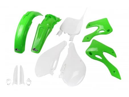 Kit complet plastice UFO (FULL KIT) KAWASAKI KX 125 / 250 99-02 culoare OEM (Verde/Alb) (KA200E999) | KAKIT200F999