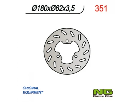 Disc frana spate NG - DERBI SENDA 50 02-09, APRILIA RX 50 12-18, PEUGEOT XP6 (180x62x3,5) (3x10,25mm) | NG351
