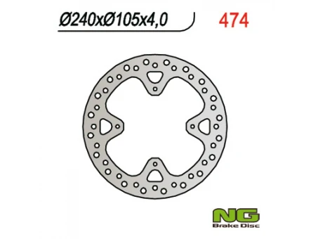Disc frana spate NG - HONDA XR 650R 00-06 (240x105x4) (4X6,5MM) | NG474
