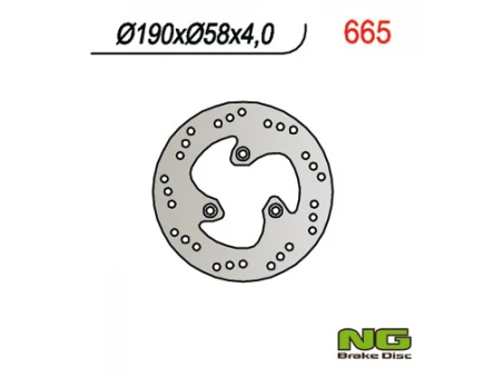 Disc frana spate NG - SKUTERY BENELLI/MALAGUTI/PEUGEOT 50 (190x58x4 / 3,7) | NG665