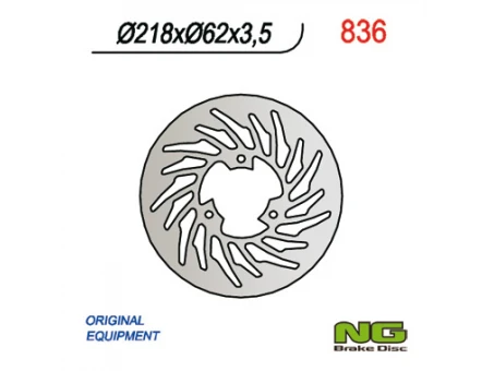 Disc frana spate NG - YAMAHA DT50R 03-08, DT50SM 05-011, DT50X, XT125 05-11, MBK 50X-LIMIT 03-05, MALAGUTI 50 XSM 03-10 (218x62x3,5) | NG836