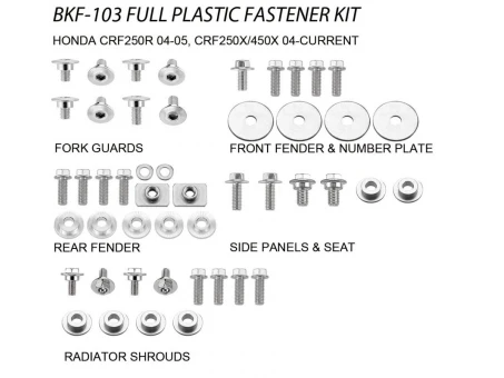 Set suruburi carena HONDA CRF 250R 04-05, CRF 250/450X 04-20 (BKF-103) | BKF103