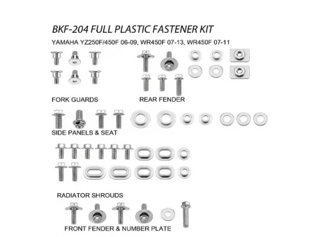 Set suruburi carena YAMAHA YZF 250/450 06-09, WRF 250 07-13, WRF 450 07-11 (BKF-204) | BKF204