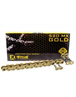 Lant de transmisie ProX 520 MX GOLD (fara O-ringuri), 120 zale, culoare aurie (deschis + clips de inchidere)