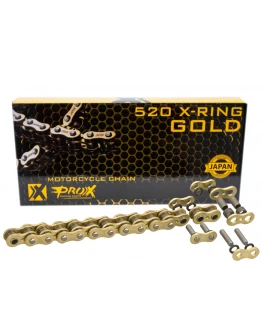 Lant de transmisie ProX 520 X-RING GOLD, 120 zale, culoare aurie (deschis + clips de inchidere), rezistenta la tractiune 37,8 kN