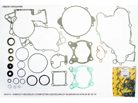 PROX KOMPLET USZCZELEK Z KOMPLETEM USZCZELNIACZY SILNIKOWYCH KTM SX 85 13-17 + HUSQVARNA TC 85 14-17 | 34.6113