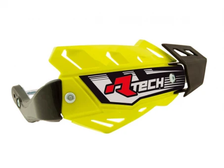 Handguard Racetech (RTech) FLX ATV/Quad Cu 3 Tipuri de Prindere pe Ghidon - Galben fluo