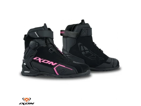 Ghete moto Roadster femei All Season Ixon model Bull 2 WP LS - Negru/fuchsia (roz)