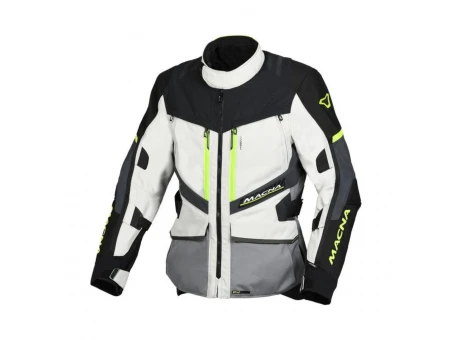 Geaca textil impermeabila touring/adventure MACNA DOMANE - Gri deschis/Gri inchis/Galben Fluo