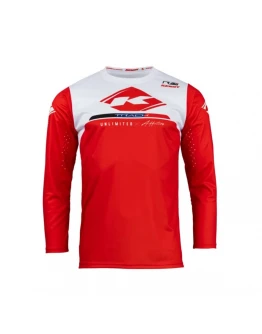Tricou Kenny Racing Cross/Enduro Model Track Raw - Rosu,Alb