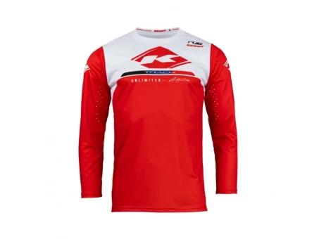Tricou Kenny Racing Cross/Enduro Model Track Raw - Rosu,Alb