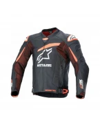 Geaca de piele Alpinestars GP PLUS R V4 RIDEKNIT 48 Negru/Rosu fluo