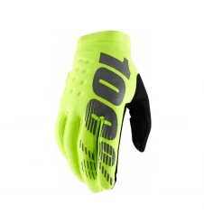 Mănuși copii cross-enduro 100% Brisker Youth Junior Softshell - Negru/Galben fluo