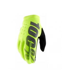 Mănuși copii cross-enduro 100% Brisker Youth Junior Softshell - Negru/Galben fluo