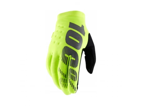 Mănuși copii cross-enduro 100% Brisker Youth Junior Softshell - Negru/Galben fluo | 10004-0000