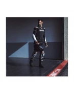 Geaca (jacheta) moto barbati piele Racing Ixon vara model Vortex 3 MS Negru/Alb