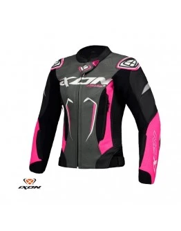Geaca (jacheta) moto femei piele Racing Ixon vara model Vortex 3 LS - Negru,Roz,Alb