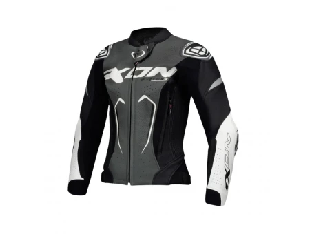 Geacă moto Femei din piele Ixon Vortex 3 LS - Negru/Gri/Alb | 1002020291124