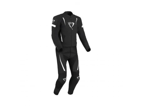 Combinezon din piele 2 piese DIFI JEREZ - Negru/Alb | 101034120