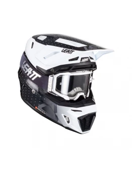 Set Casca cross-enduro LEATT MOTO 8.5 CITRUS V24 + Ochelari protectie VELOCITY 5.5, KIT BLACK/WHITE - Negru,Alb