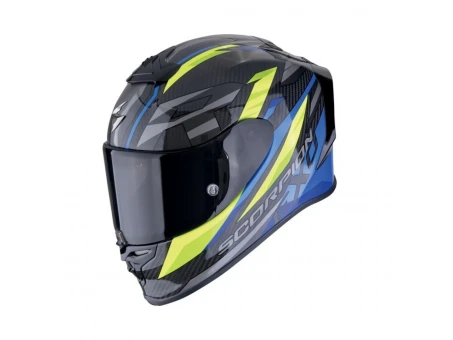 Cască integrală Scorpion EXO R1 EVO Air Carbon Runner - Negru/Albastru/Galben fluo | 110-506-191