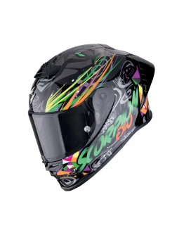 Cască moto integrală sport SCORPION EXO-R1 EVO II Air Savage - Negru/Verde/Portocaliu