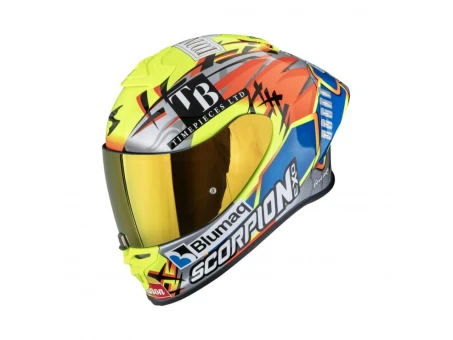 Cască integrală sport SCORPION EXO-R1 EVO II Air Aron Misano - Argintiu/Galben fluo/Albastru | 111-524-380