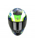 Cască integrală sport SCORPION EXO-R1 EVO II AIR CORNERING - Alb/Albastru/Verde | 111-537-387