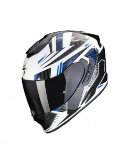 Casca integrala sport/touring SCORPION EXO-1400 EVO AIR SHELL - alb,Albastru