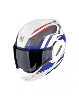 Casca flip-back Scorpion EXO-TECH EVO Furio - Alb/Rosu/Albastru