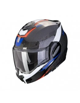 Casca modulara flip-back SCORPION EXO-TECH EVO CARBON ROVER - Negru,Rosu,Albastru