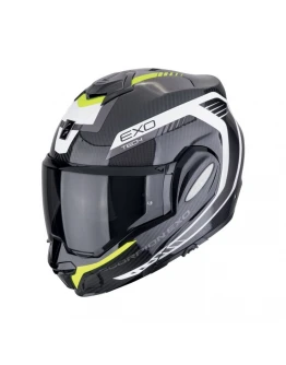 Casca flip-up Scorpion EXO-TECH EVO CARBON Cosy - Negru/Galben fluo