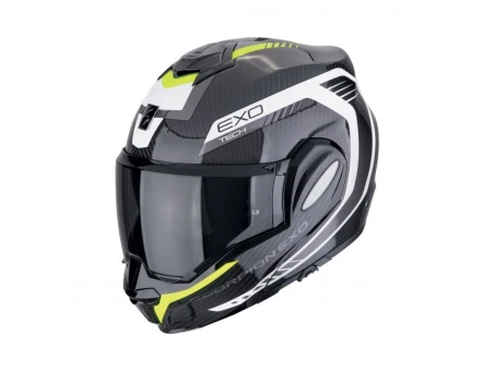 Casca flip-up Scorpion EXO-TECH EVO CARBON Cosy - Negru/Galben fluo | 118-475-141
